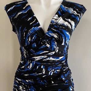 BCBG MAXAZRIA Black/Blue/White Bandage Dress